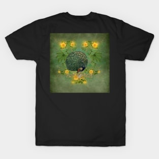 Wonderful peacock with flowers T-Shirt